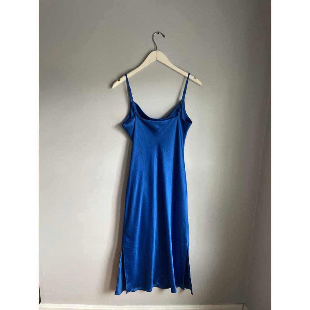 Express Royal Blue Silky Cocktail Slip Dress Midi size Medium Wedding Guest - Picture 3 of 4